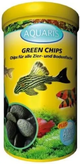 AQUARIS Green Chips Nourriture pour Poissons d'aquarium pour Poisson-Chat et Autres Poissons de Fond - Nutrition équilibrée pour vitalité, Croissance et Eau Claire - 125 g / 250 ML