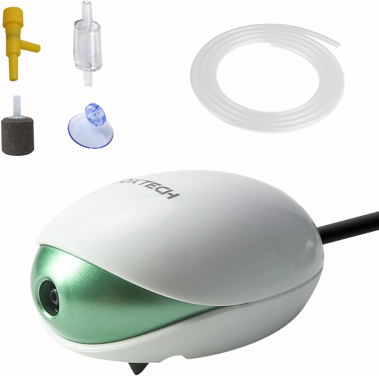 Kit de Pompes à air d'aquarium avec Pierre à Bulles, clapet Anti-Retour, Tuyau d'oxygène et soupape de Commande pour Aquarium de 5 à 150 litres 1.7 Watts
