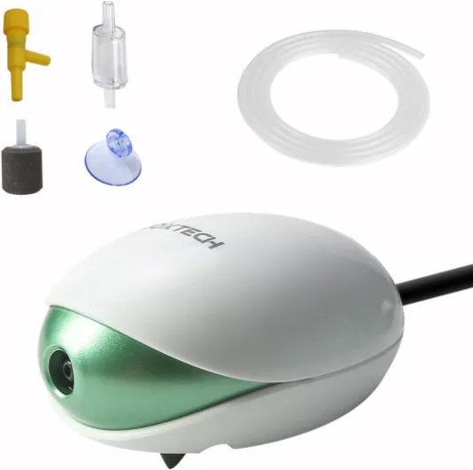 Kit de Pompes à air d'aquarium avec Pierre à Bulles, clapet Anti-Retour, Tuyau d'oxygène et soupape de Commande pour Aquarium de 5 à 150 litres 1.7 Watts