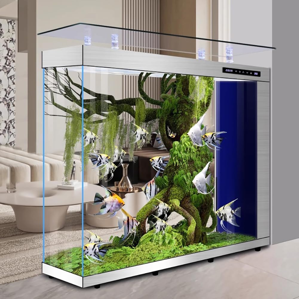 Aquarium De 68 Gallons, Grand Aquarium Intelligent avec Drainage en Un Clic, Bocal À Poissons Robuste, Système De Filtration Latérale, Aquarium Vertical De Luxe, Barre en Verre,D
