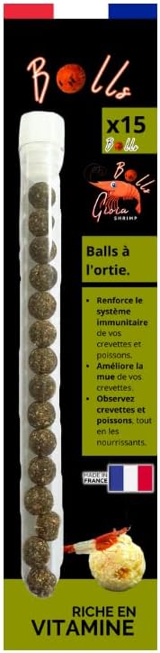 GIOIABALLS - Vitamines (Ortie) / Nourriture pour crevettes d'aquarium/Fabriqué en France/Artisanal