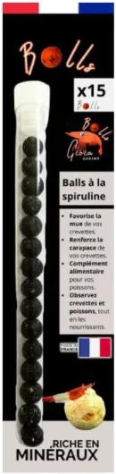 GIOIABALLS - Minéraux (Spiruline) / Nourriture pour crevettes d'aquarium/Fabriqué en France/Artisanal