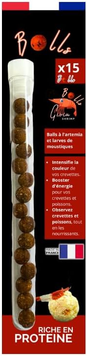 GIOIABALLS - Protéine (Artemia, Larves de moustiques) / Nourriture pour crevettes d'aquarium/Fabriqué en France/Artisanal