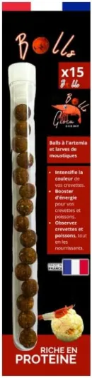 GIOIABALLS - Protéine (Artemia, Larves de moustiques) / Nourriture pour crevettes d'aquarium/Fabriqué en France/Artisanal