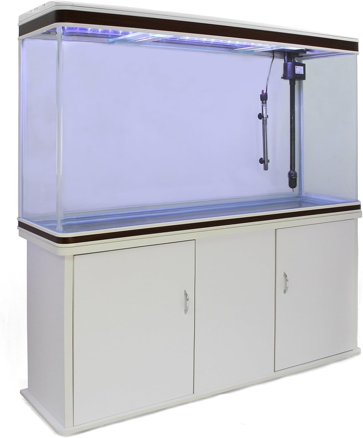 Aquarium MonsterShop, Filtre, Radiateur et Meuble, 4ft, 300L, Blanc, 120.5cm x 143.5cm x 39cm