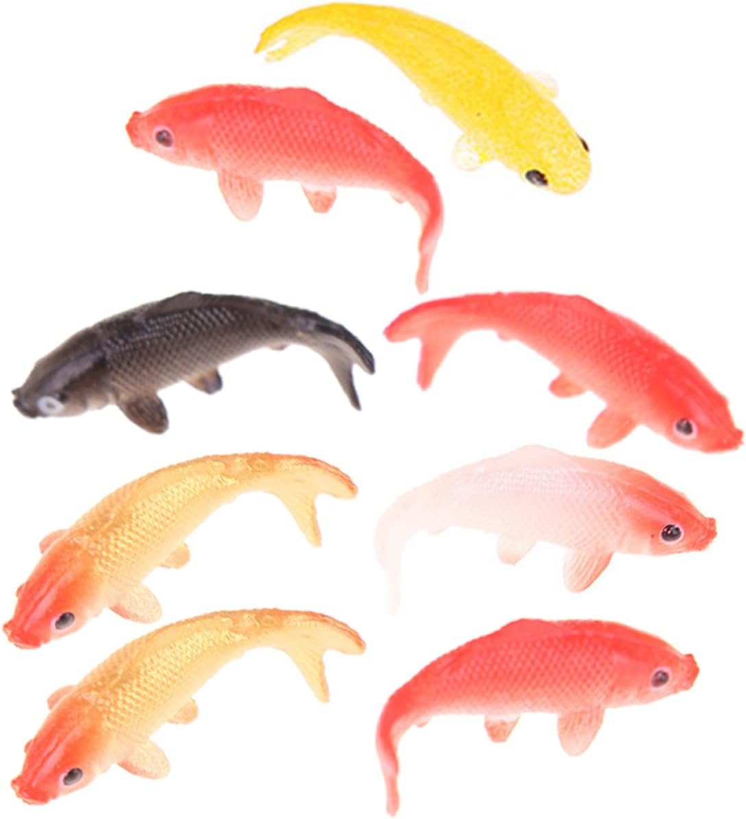 Figurines De Poisson Miniature Et Mini Carpe Fantaisie pour Décoration D’Aquarium, Lot De 8 Pièces Colorées, Plastique Solide, pour Maison De Poupée Et Aménagement Paysager