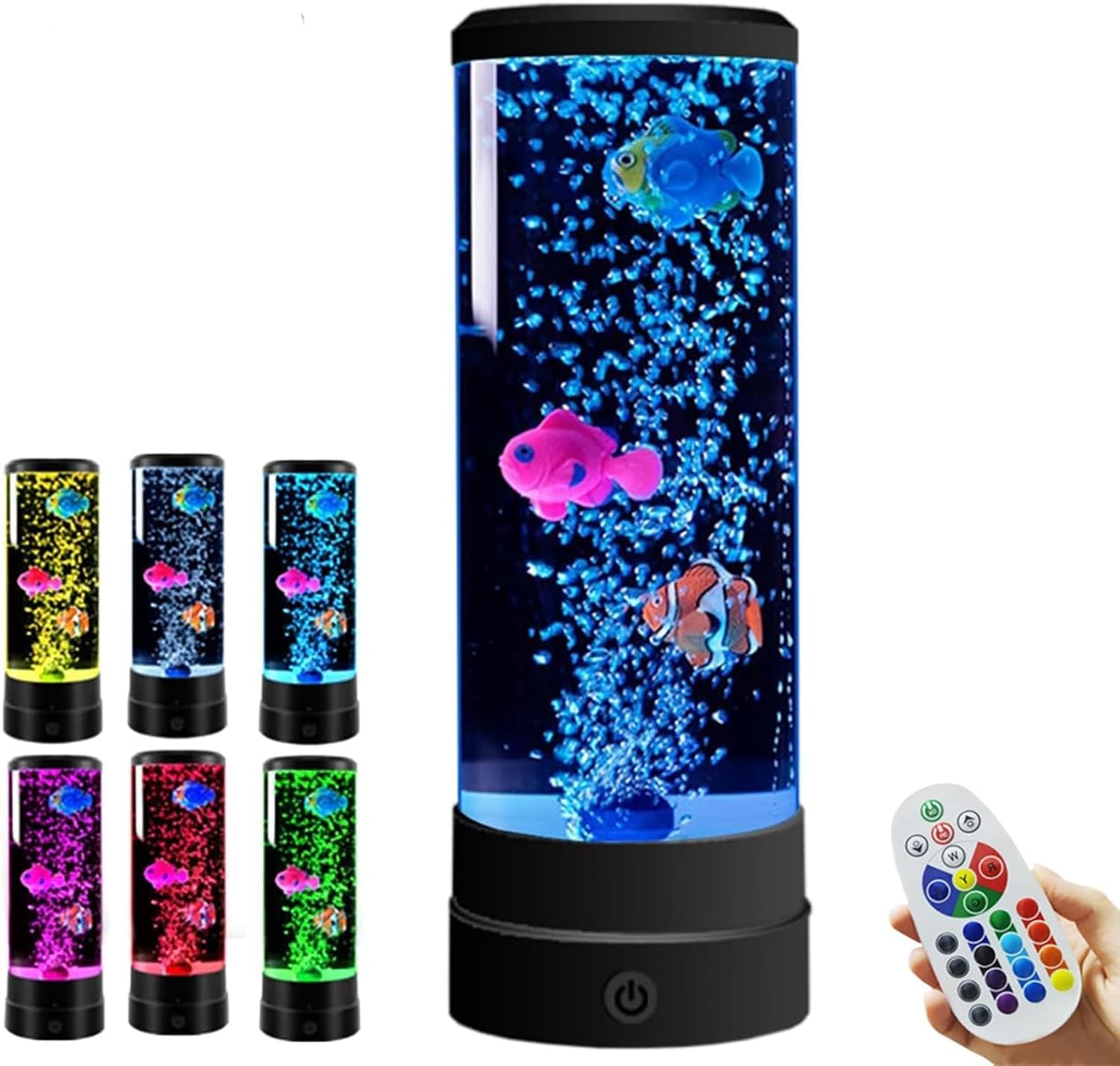 Générique Lampe à poissons sensorielle pour bébé, veilleuse d'aquarium, tube lumineux à poissons sensoriels, lampe d'ambiance à poissons à bulles, télécommande pour la décoration (Noir)