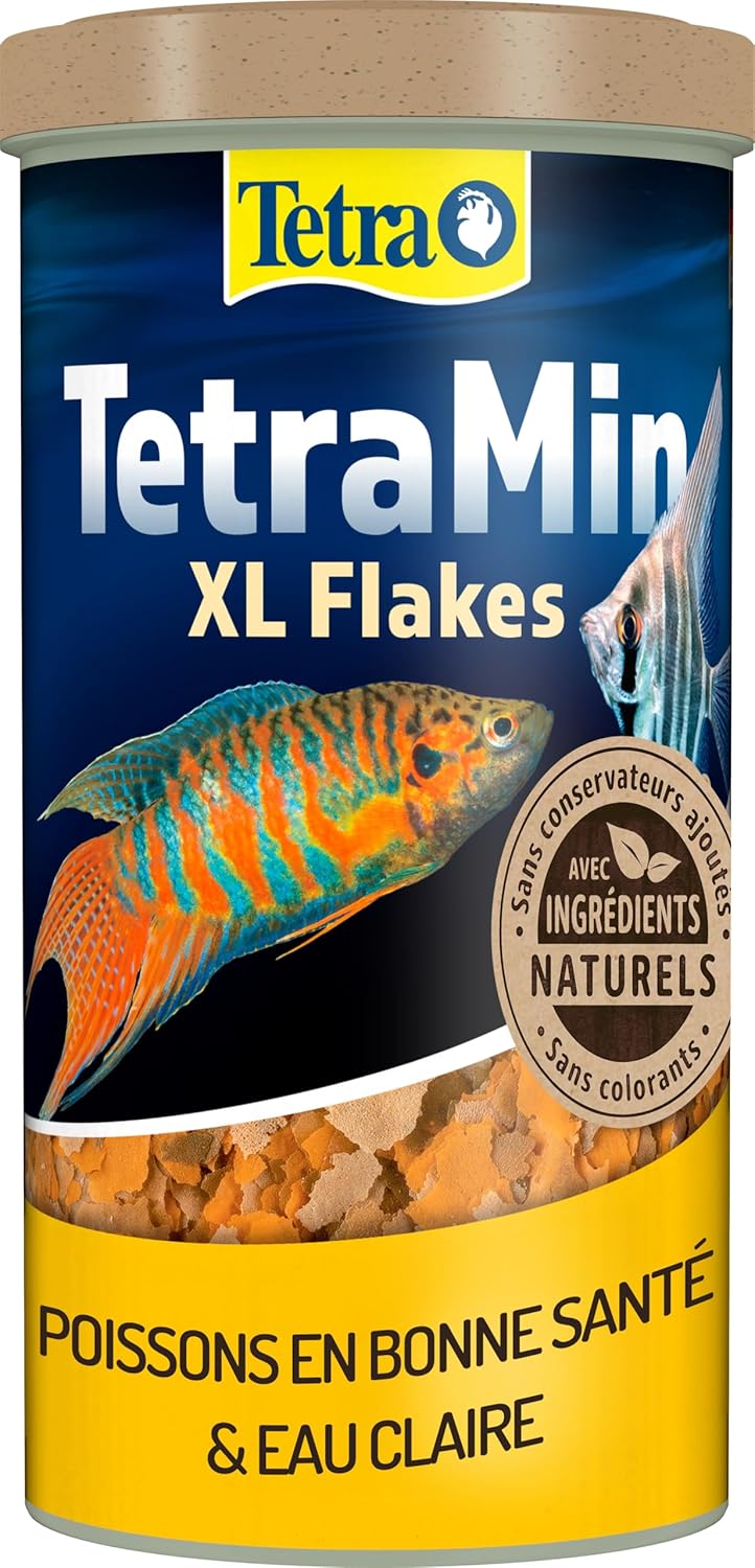 Min XL Flakes Nutri Evolution - Aliment Complet en Flocons aux Ingrédients Naturels pour Poissons Tropicaux de Grande Taille – Sans conservateurs ajoutés ni colorants - Boîte PET recyclé - 1 L 160 g (Lot de 1)