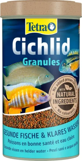 Cichlid Granules Aliment Complet pour cichlidés de Taille Moyenne Poissons eau douce tropicale, 500ml 225 g (Lot de 1) Granulés