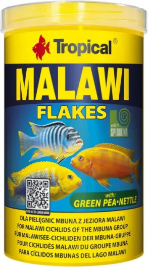 Malawi 1000ml / 200g - Nourriture à Multi-ingrédients pour cichlidés Malawi du Groupe mbuna, Flocons