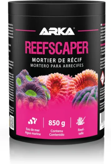 ARKA Reefscaper -Mortier récifal professionnel idéal pour fixer de manière stable les coraux et les structures récifales dans les aquariums d'eau de mer, facile à utiliser 850g/1000ml