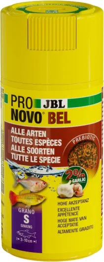 PRONOVO BEL GRANO, Aliment de Base pour tous Poissons d'Aquarium de 3-10 cm, Granulés pour Poissons, Doseur à clic, taille S, 100 ml Sans saveur 56 g (Lot de 1)