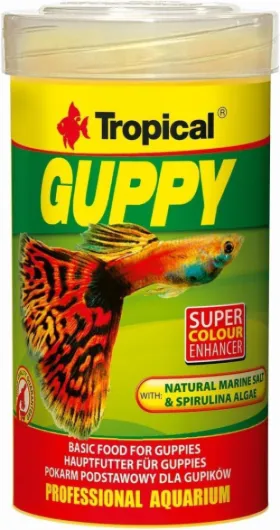 Guppy 100ml / 20g - Nourriture de Base pour guppys et Autres Poissons vivipares Fruit de mer 20 g (Lot de 1)
