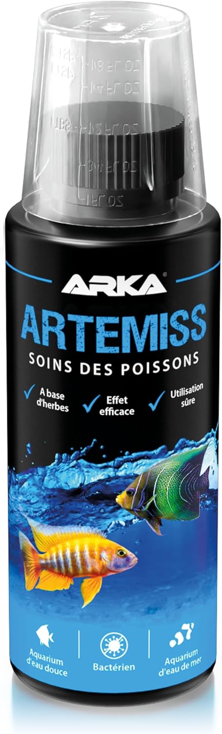 ARKA Artemiss - 118 ML - Améliore santé et résistance des Poissons de Tous Aquariums grâce à des Composants naturels, Offre Un Soutien immunitaire Complet pour Un Bien-être Optimal - 118ml