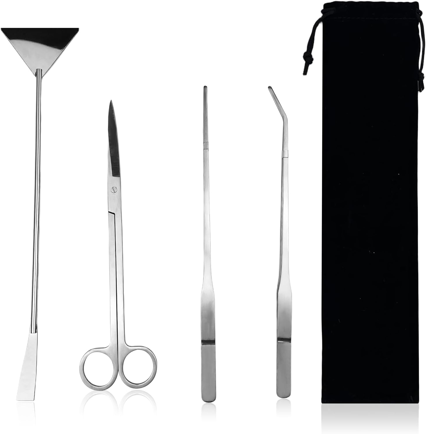 Aquarium Kit Outil, INOX Aquarium Tank Plante Aquatique Outils, Scissors, Spatula avec Sac de Rangement Set pour Élagage d’Herbe d’Eau dans Réservoir Poissons et Plantes d'Aquarium