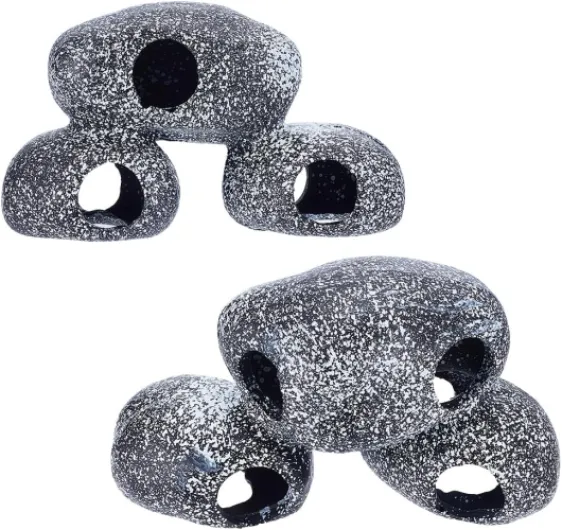 4pcs Roche pour Aquarium, Rocher Décoratif Creux pour Aquarium Idéal pour la Décoration et L'Habitat des Poissons