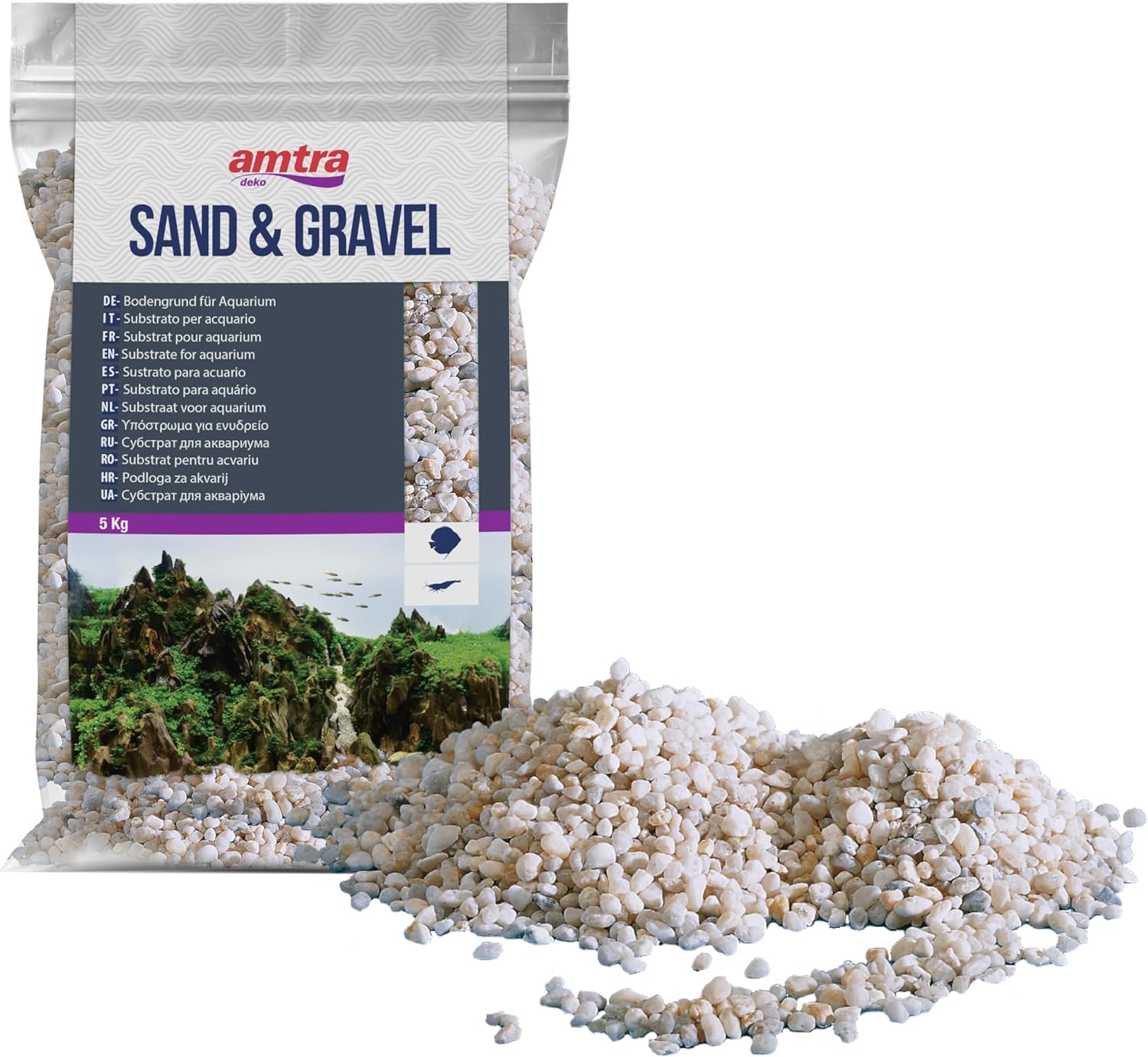 Wave Noa Moyen Gravier pour Aquariophilie, 5 Kg Sable Blanc 5 kg