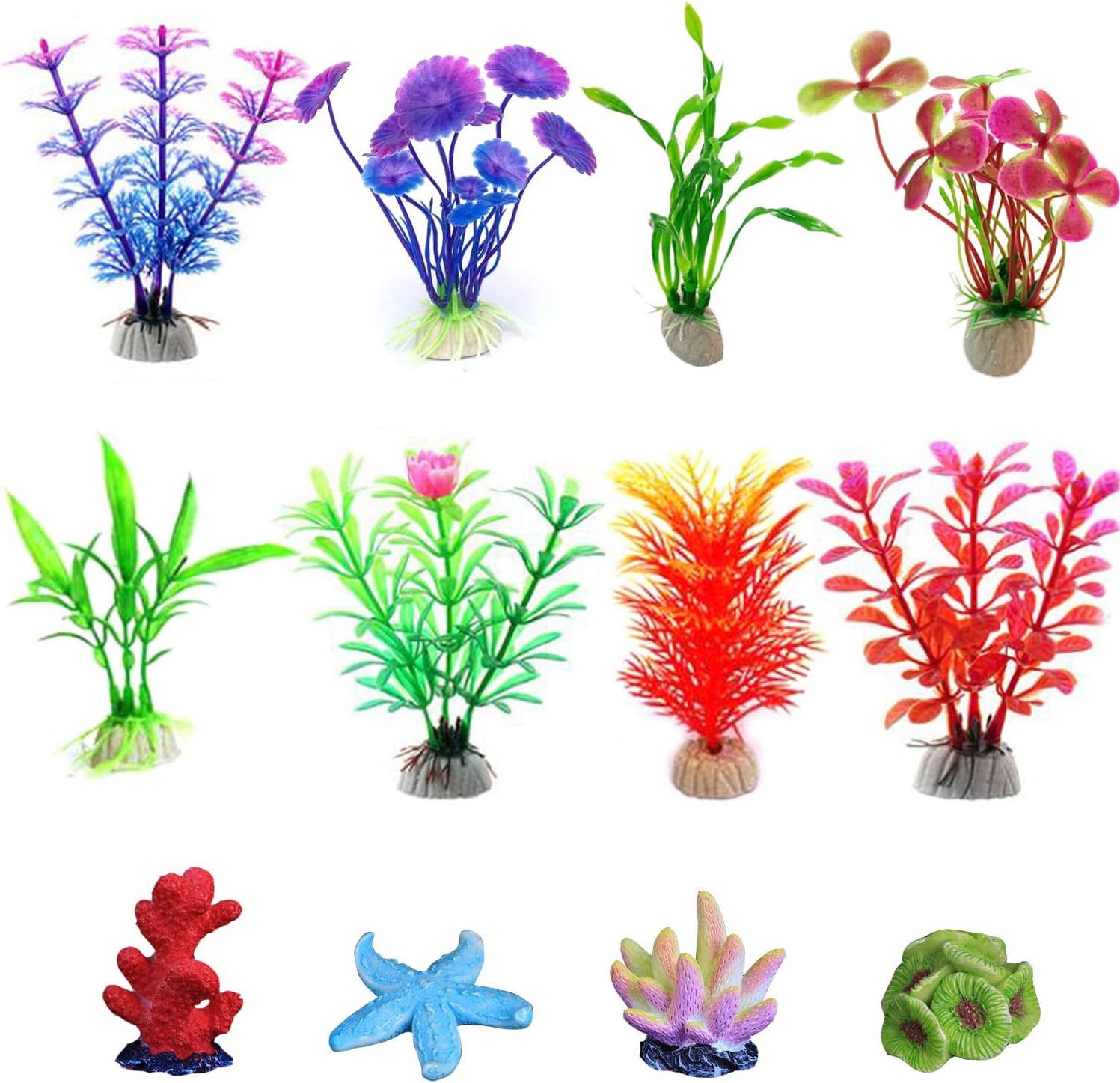 12 Pièces, Aquarium Decoration Plante, Aquatique Artificielle Paysage Herbe, Plantes Artificielles D'aquarium, Cachette Décoration pour Aquarium Poissons 12pcs , 5"