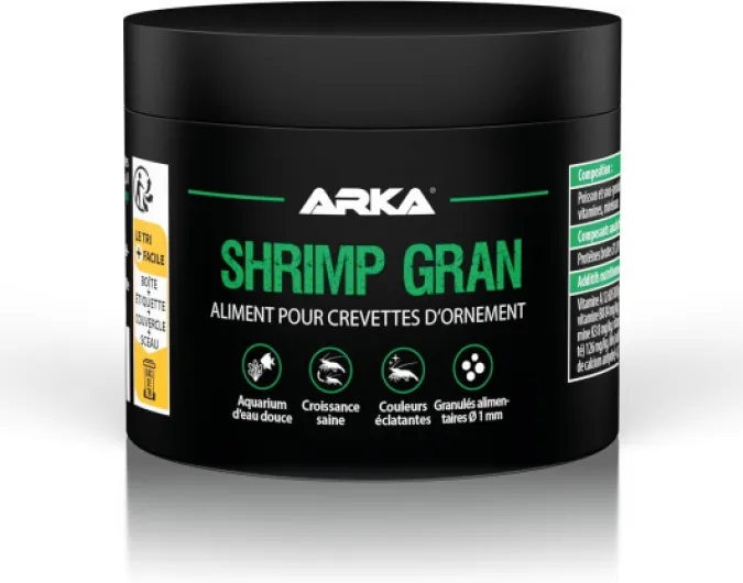 Aliment crevettes Aquarium – ARKA Shrimp Gran 150ML – granulés tendres pressés à Froid pour Neocaridina & Caridina – favorise Croissance, Couleurs & mue – digestibilité élevée, coule sans Trouble