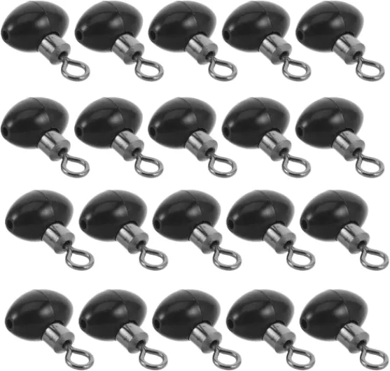 Mikikit Lot de 20 Émerillons pour Pêche en Mer Perles de Montage Noires Rotation Fluide Anti-Nœud Perles en Verre Résistantes à L’Abrasion pour Leurres Silure Accessoires Légers pour