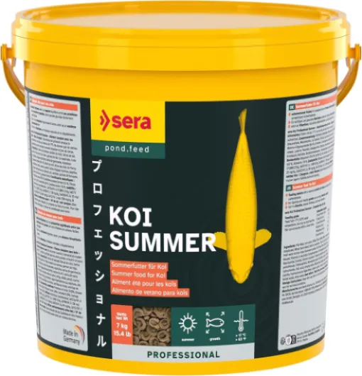 Sera Koi Professional Summer 21 L (7 kg) - Aliment énergétique pour Les koïs Lorsque Les températures dépassent 17°c - pellets flottants 21.000 ML 7.000 g Poisson 21 l (Lot de 1)
