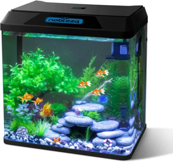 30L Verre Petit Aquarium Complet avec Système de Filtration Intégré et Éclairage LED, Noir, Aquariums d'Entrée de Gamme, Poisson Noir 30L