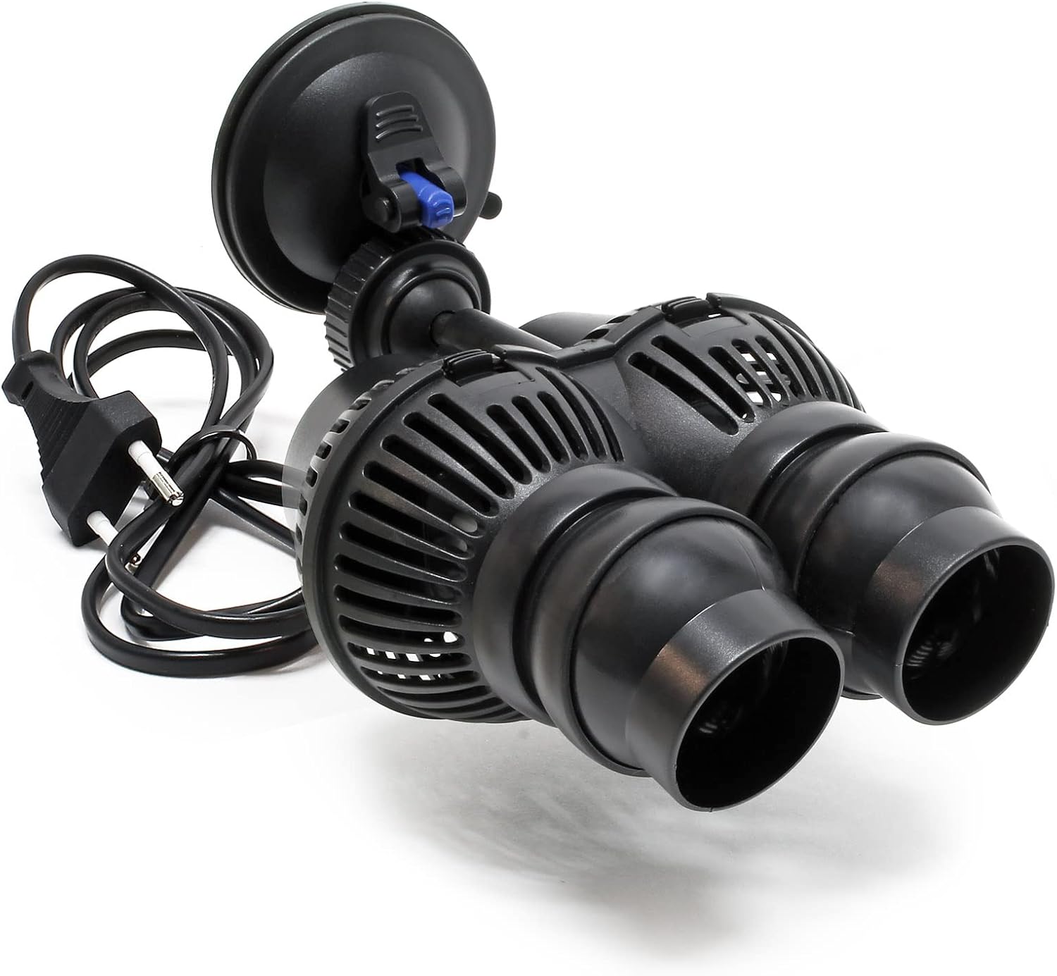 JVP-201A Pompe de brassage double Wavemaker, 6000 l/h 12 W, fixation par ventouse, pour aquarium, eau de mer, eau douce, eau saumâtre, pompe de circulation 6000 l/h 12 W - 2 Buses