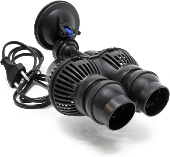 JVP-201A Pompe de brassage double Wavemaker, 6000 l/h 12 W, fixation par ventouse, pour aquarium, eau de mer, eau douce, eau saumâtre, pompe de circulation 6000 l/h 12 W - 2 Buses