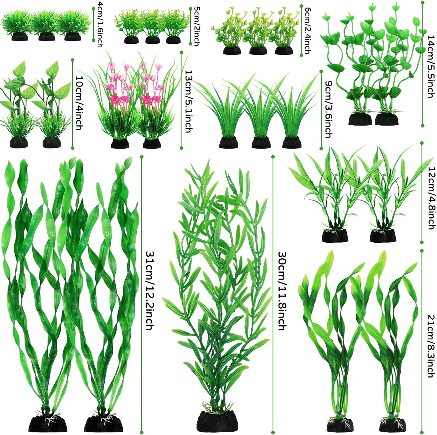 QUOZUO 25 Pièces Plantes Artificielle Aquarium Deco, Aquarium Decoration Vert Plante, Terrarium Plante Décoration pour Aquarium Poissons