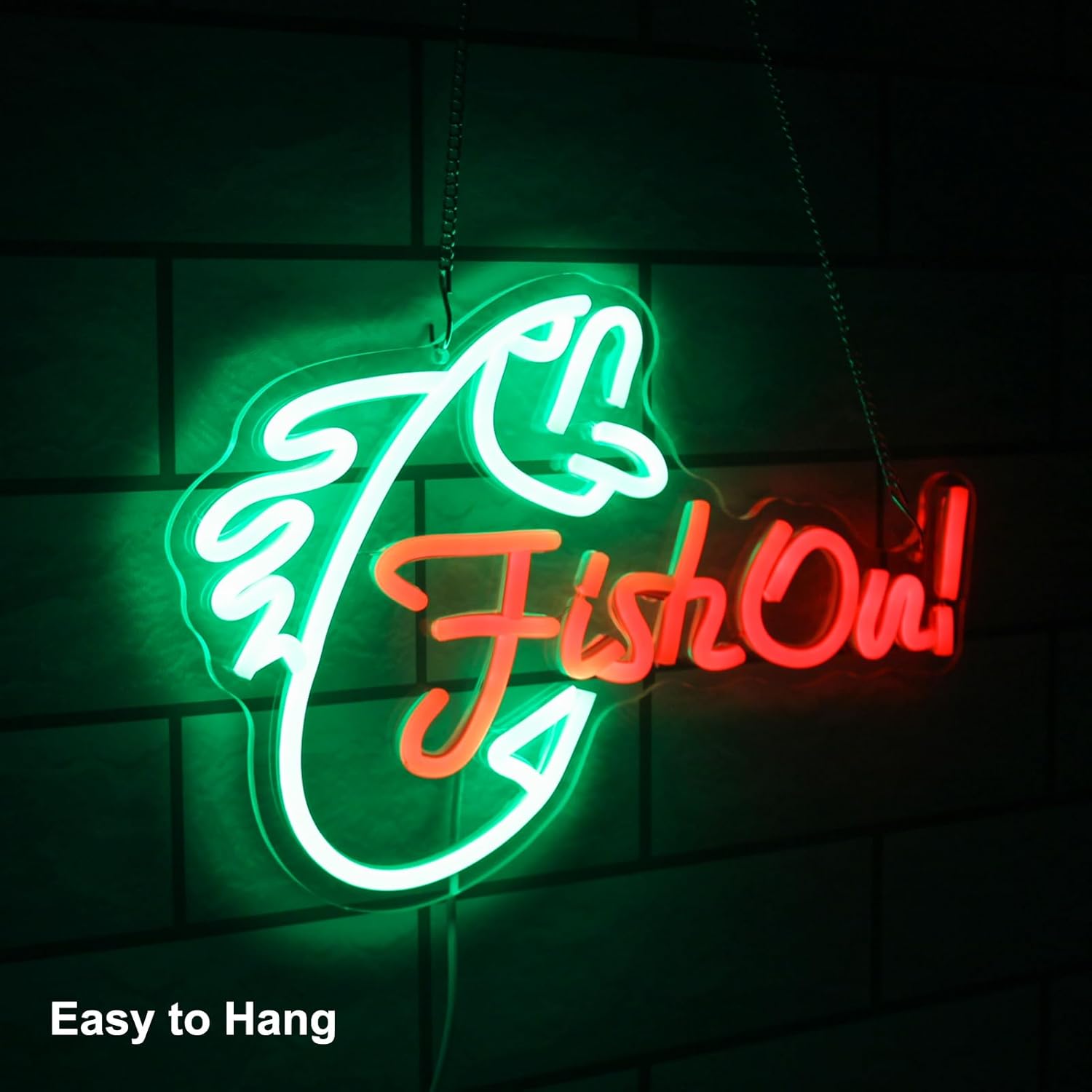 Panneau néon poisson vert rouge pour chambre à coucher décoration d'intérieur Vert/rouge.