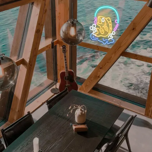 Poisson Pêche Enseigne Lumineuse,Néon Mural Canne de Pêche,Pêcheur Chambre Décoration Led Neon Lumière,Cadeau pour Passionnés de Pêche,Panneau Lumière Deco de Yacht Vitrine de Boutique Fishing