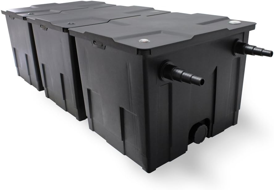 Kit complet: CBF-350C Filtre de bassin jusqu'à 90000L Biologique, NEO10000 pompe de filtration 10000l/h 80W, CUV-672Lampe uv UVC Clarificateur avec 72W, CTP-5003 Pompe pour fontaine 5000l/h 30W