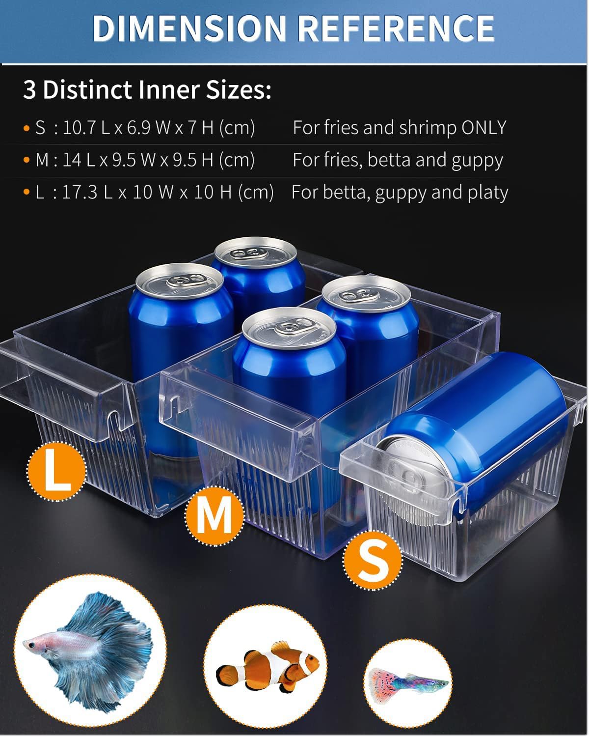 Boîte d'Incubation pour Poissons d'Aquarium en Acrylique avec Ventouses Grande Boîte d'Isolation pour Bébés Poissons Crevettes Betta Guppy Et Platy L(17,3 x 10 x 10 CM)