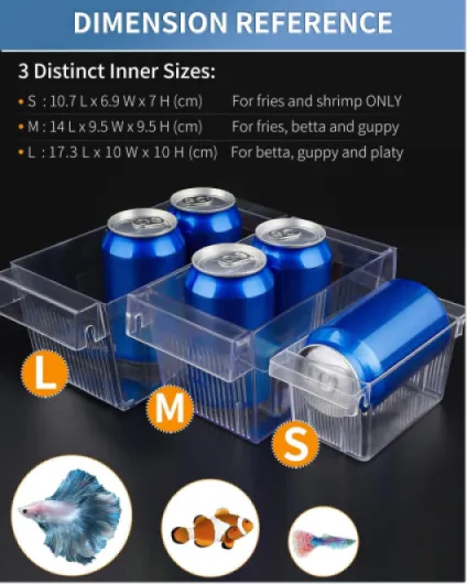 Boîte d'Incubation pour Poissons d'Aquarium en Acrylique avec Ventouses Grande Boîte d'Isolation pour Bébés Poissons Crevettes Betta Guppy Et Platy L(17,3 x 10 x 10 CM)