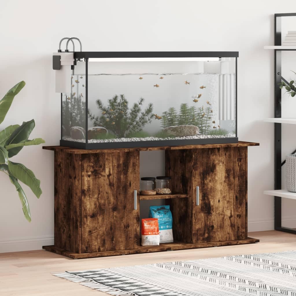 Support pour Aquarium, Armoire pour Aquarium avec Compartiments et Étagères, Meuble de Base pour Aquarium avec Rangement, Chêne Fumé Bois d'Ingénierie