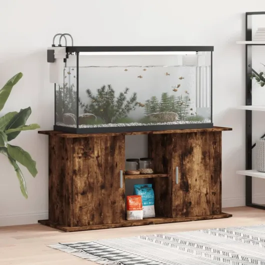Support pour Aquarium, Armoire pour Aquarium avec Compartiments et Étagères, Meuble de Base pour Aquarium avec Rangement, Chêne Fumé Bois d'Ingénierie