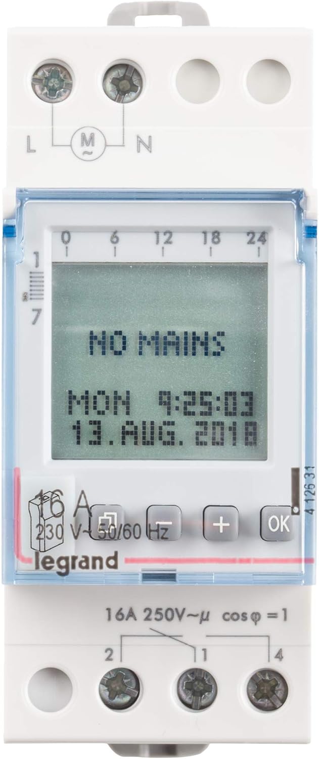 Minuterie hebdomadaire numérique 1 canal Alpharex D21, 230 V, 50/60 Hz, 56 Programmes, 412631 Minuterie Hebdomaire