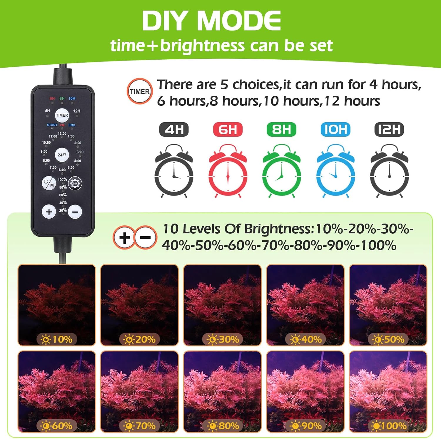 Hygger Éclairage LED Full Spectrum 36W pour Aquarium - 9 Couleurs et 10 Luminosité Réglables pour Tanks 90-102cm