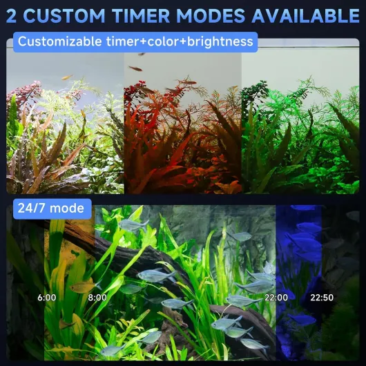 Hygger Three Channel Clip On Éclairage Aquarium LED, 36W Full Spectrum Lampe Aquarium, 24/7 Lighting and DIY Mode with 7 Colors, Luminosité Réglable Fish Tank LED Light pour Aquariums de 115-227L(3) Noir 36W 1