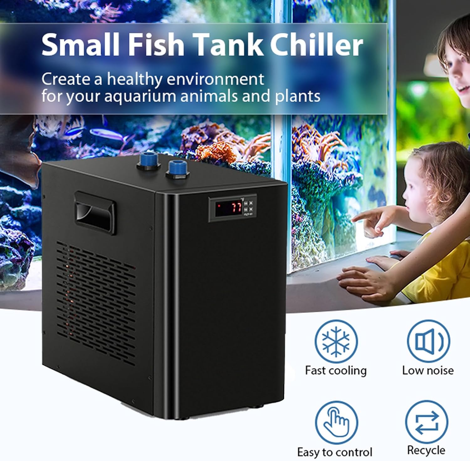 Refroidisseur D'Aquarium, Refroidisseur D'Eau Silencieux De 42/78/130 Gallons, Refroidisseur D'Eau Pour PlongéE à Froid, Refroidisseur D'Eau Pour Aquarium, Pour Bain De Glace,500L/130Gallon