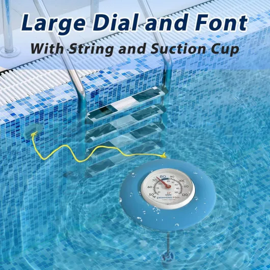 Thermomètre de Piscine, Thermomètre Flottant Piscine, Température de L'eau, Thermomètri Analogique - Sans Pile, Sans Aimant, Sans Liquide, pour Piscines, Baignoires, Aquariums, Bassins Bleu