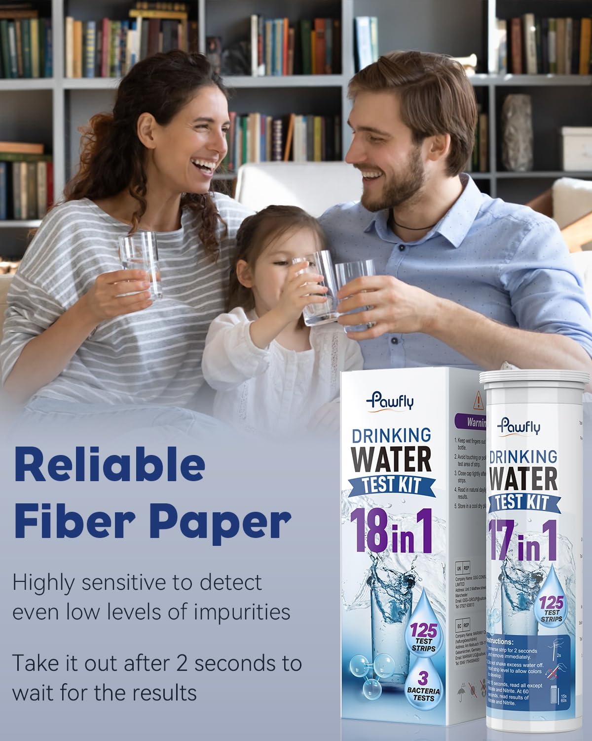 Kit de test eau potable 18 en 1 pour robinet puits piscine aquarium spa test qualité eau maison pH dureté chlore plomb fer cuivre nitrate fluorure et plus 125 bandelettes