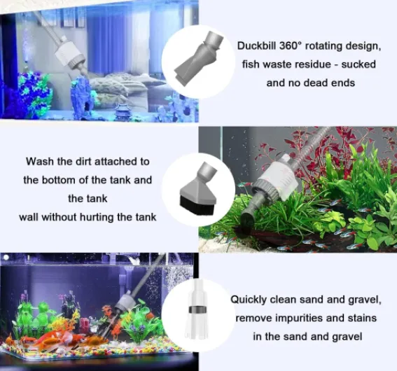 Nettoyeur De Gravier for Aquarium, Kit D'aspirateur for Aquarium, Kit De Filtre À Siphon Automatique for Aquarium, Filtre À Eau Automatique Efficace for Le Changement d'eau, Lavage du Sable(20w)