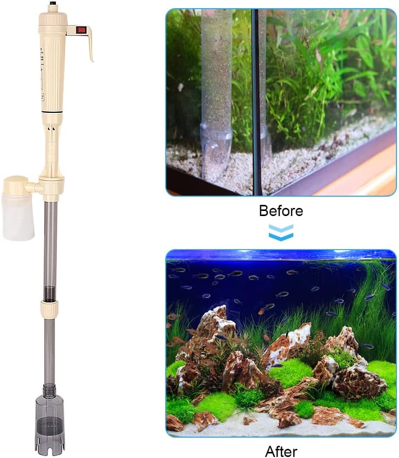 Changeur d'eau de réservoir, aspirateur électrique pour Aquarium Automatique, Pompe à Filtre à Gravier, 58-94 cm réglable