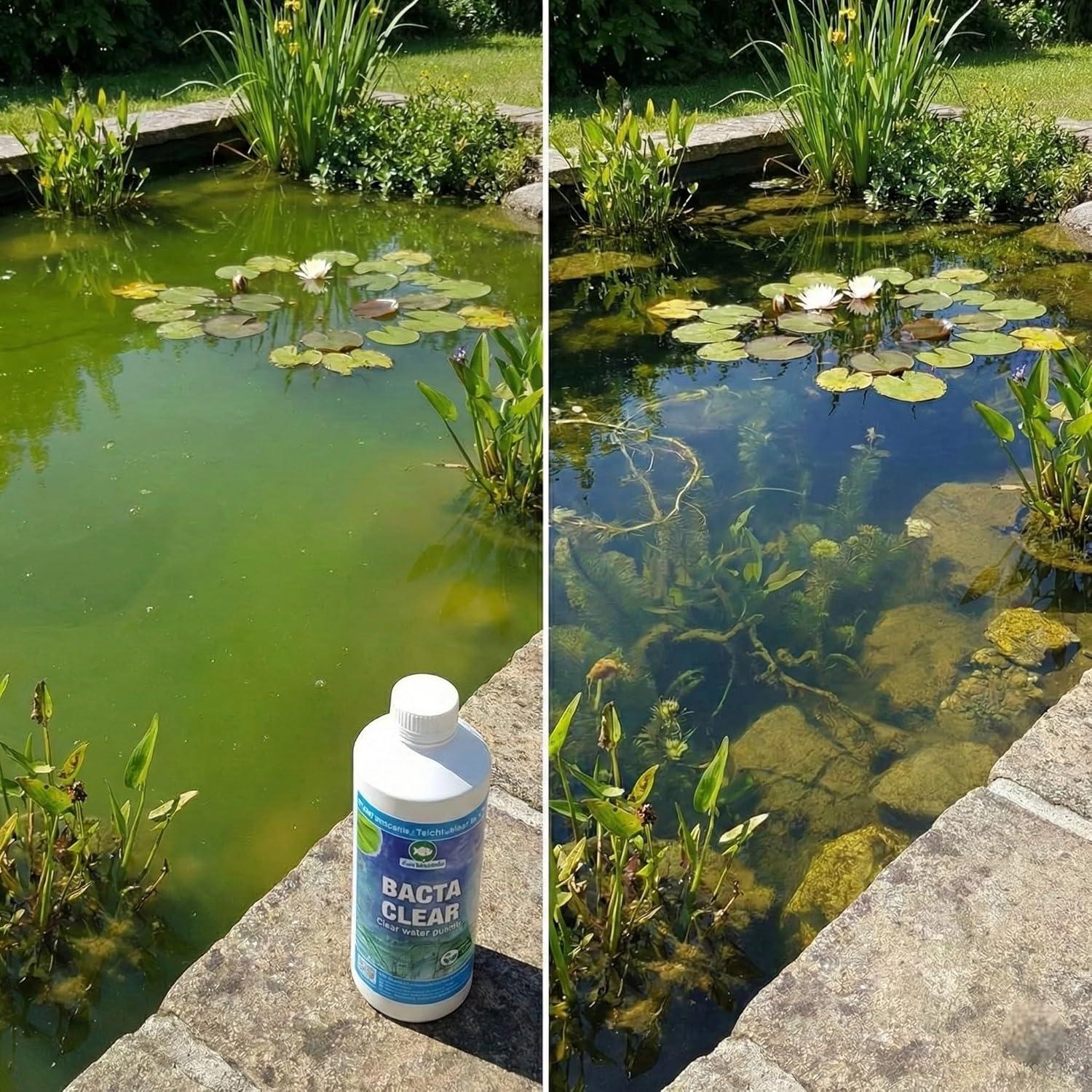 Vdvelde - BACTA Clear Bactéries pour Bassin - pour Une Eau Claire & Entretien Biologique du Bassin - Soutient la Décomposition des Boues & l'Équilibre de l'eau - pour 1.000-20.000L