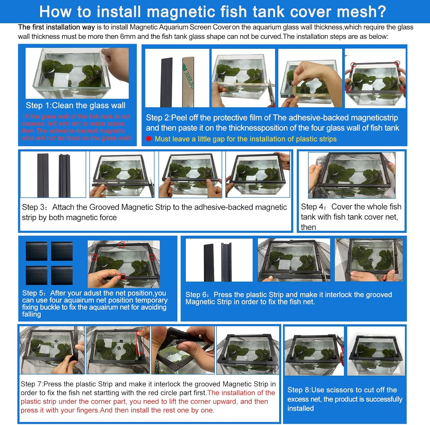 Filet magnétique Anti-Saut pour protéger Les Poissons Qui sautent Hors de l'aquarium Big size