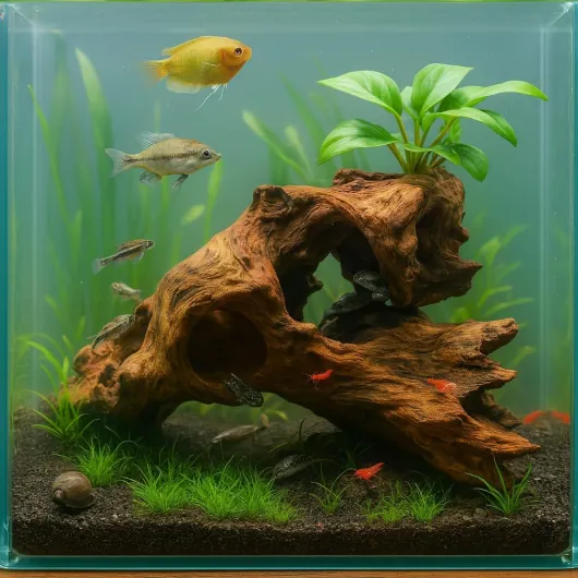 Emours Bois flotté poreux naturel pour aquarium, bois flotté pour aquascaping avec trous, tunnels et cachettes sélectionnés à la main, paysage dur pour aquascaping, décoration de terrarium pour 12-16" (30-40 cm)