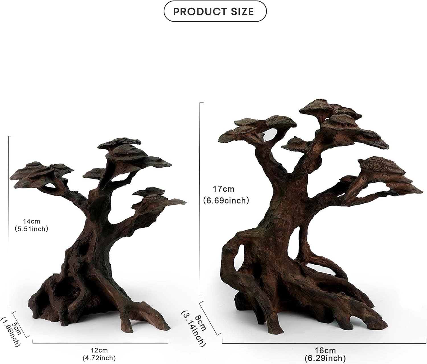 Bois Flotté en Résine pour Aquarium, Ornement en Forme d’Arbre pour Aquascaping en Eau Douce et Nano-Aquariums 08 Driftwood: 6.7×6.3×3.1"/ 5.5×4.7×2.0"