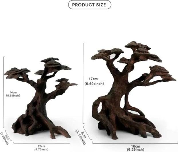 Bois Flotté en Résine pour Aquarium, Ornement en Forme d’Arbre pour Aquascaping en Eau Douce et Nano-Aquariums 08 Driftwood: 6.7×6.3×3.1"/ 5.5×4.7×2.0"