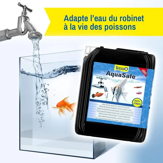 AquaSafe - Conditionneur d'Eau Naturel pour Poissons tropicaux -Agit en 5 mn - Eau Douce et Eau de Mer - Anti-Chlore - 5 L 5 l (Lot de 1)